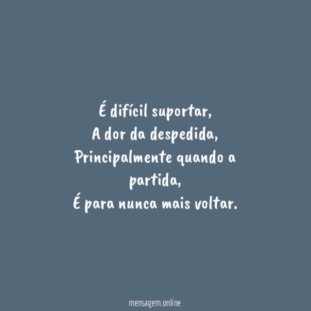 A dor da despedida