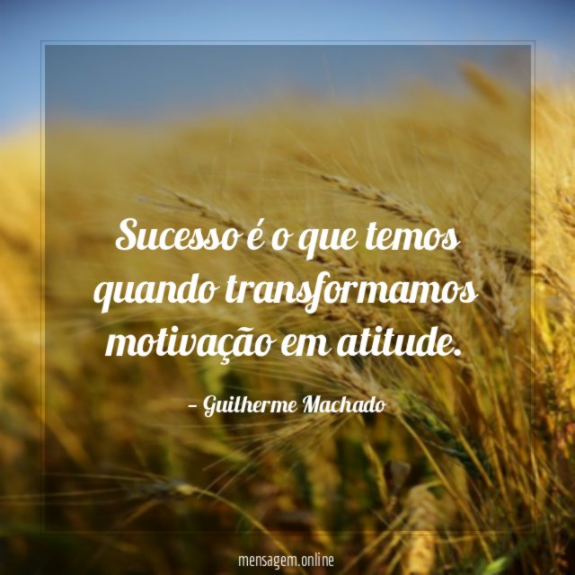 Sucesso é o que temos quando transformamos motivação em atitude