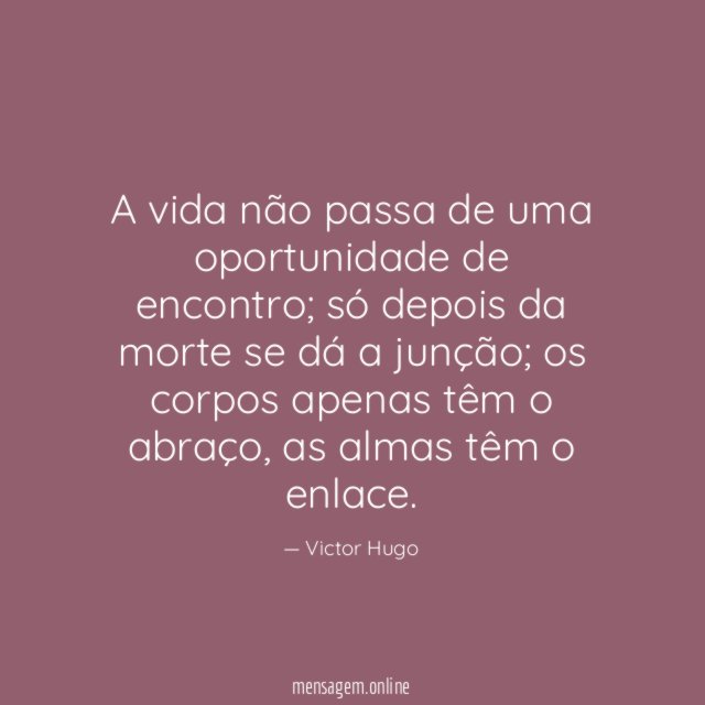 A vida não passa de uma oportunidade de encontro