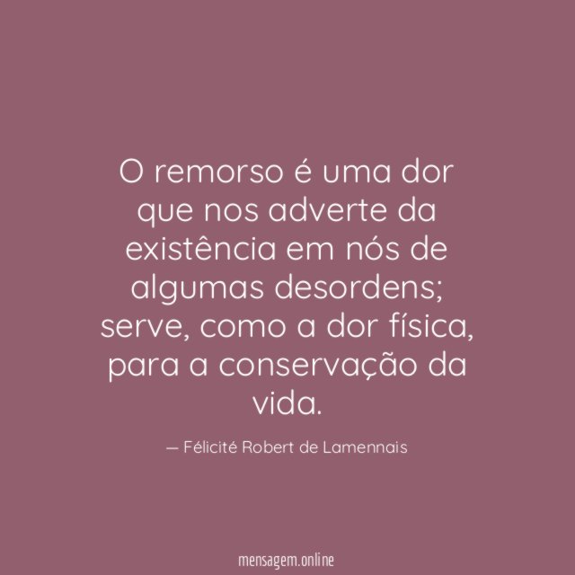 O remorso é uma dor que nos adverte