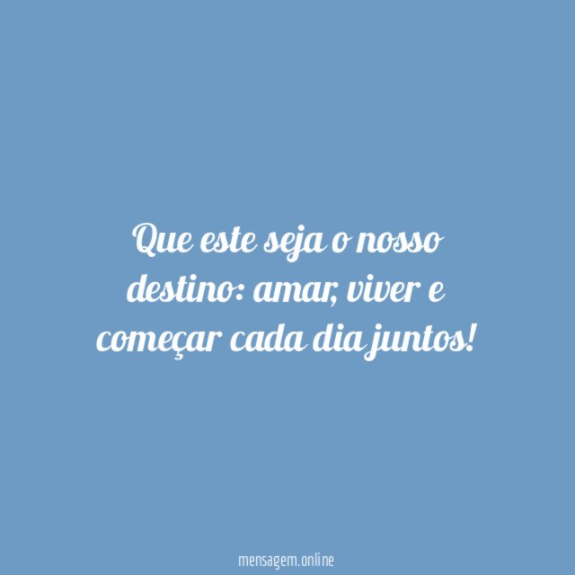 Que este seja o nosso destino