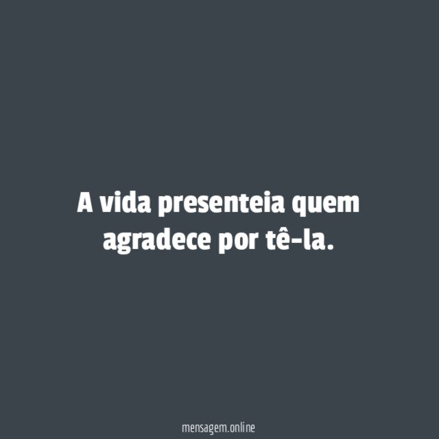 A vida presenteia quem agradece por tê-la