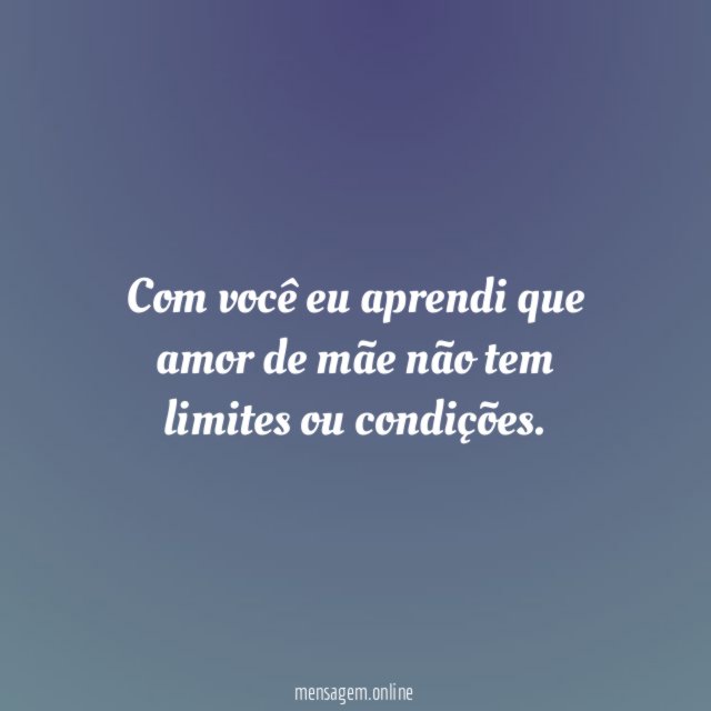 Com você eu aprendi que amor de mãe