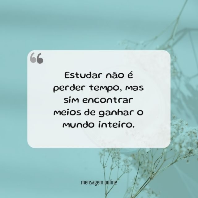 Estudar não é perder tempo