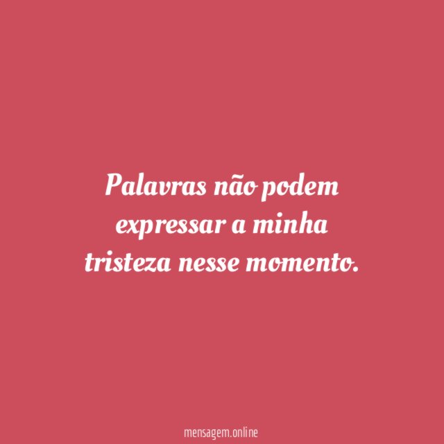 Palavras não podem expressar a minha tristeza nesse momento