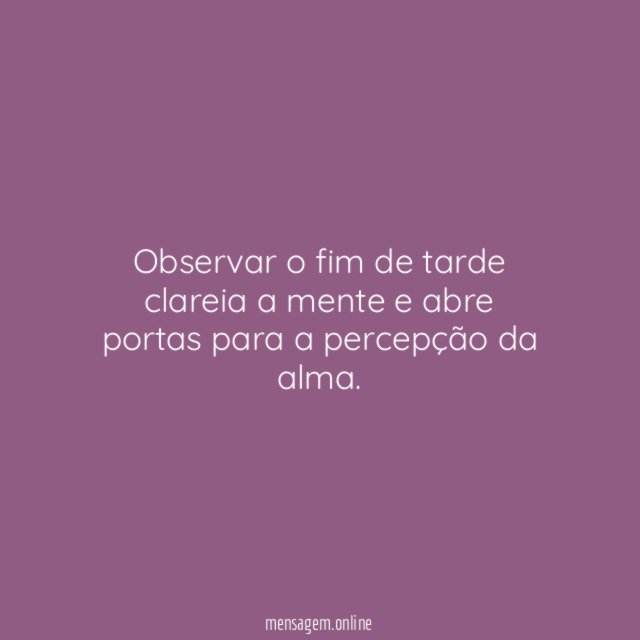 Observar o fim de tarde clareia a mente