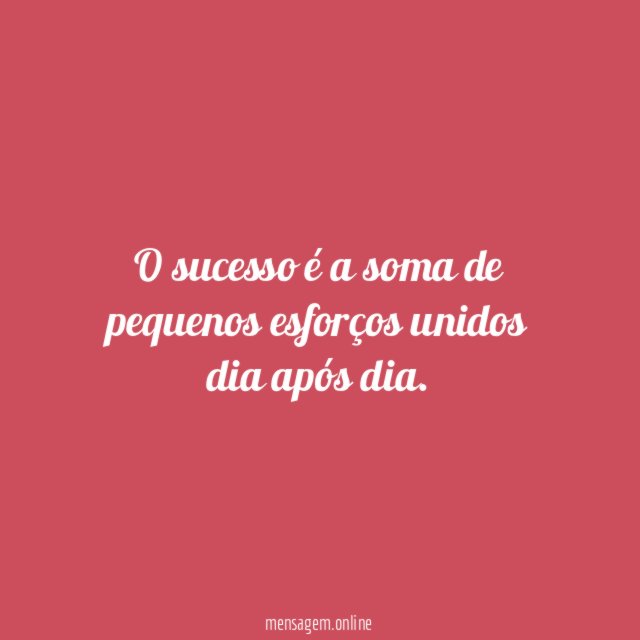 O sucesso é a soma de pequenos esforços