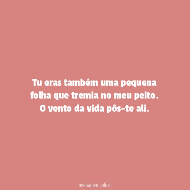 Tu eras também uma pequena folha que tremia no meu peito
