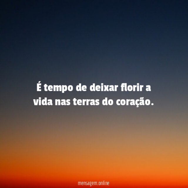 É tempo de deixar florir a vida nas terras do coração