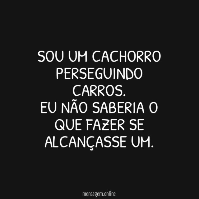 Sou um cachorro perseguindo carros