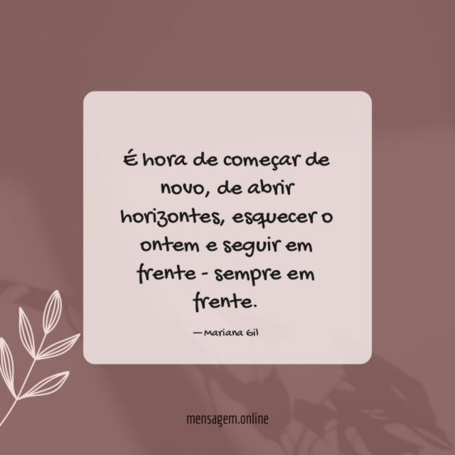 É hora de começar de novo