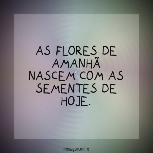As flores de amanhã nascem com as sementes de hoje