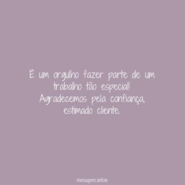 É um orgulho fazer parte de um trabalho tão especial