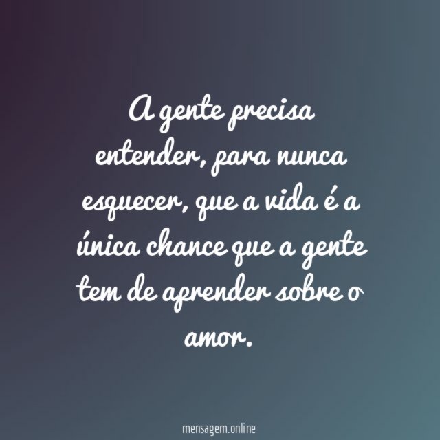 A gente precisa entender
