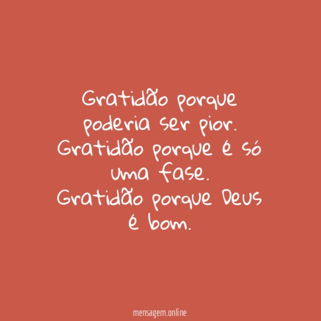 Gratidão porque Deus é bom