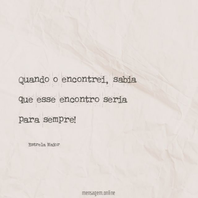 Esse encontro seria para sempre