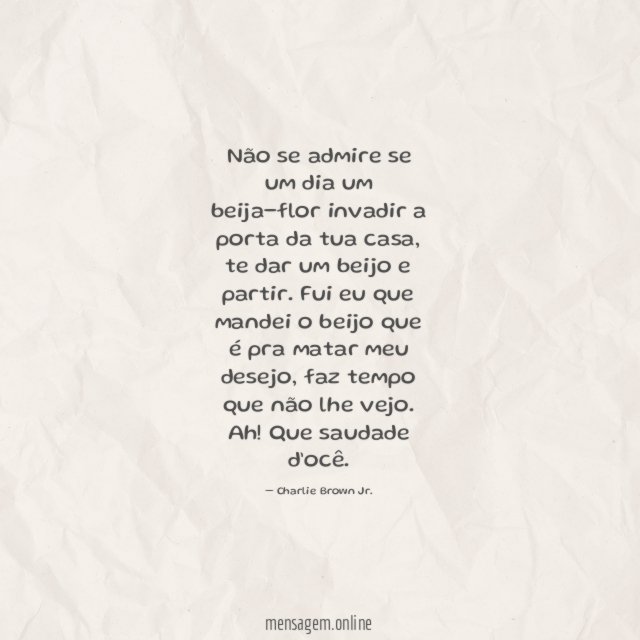 Não se admire se um dia