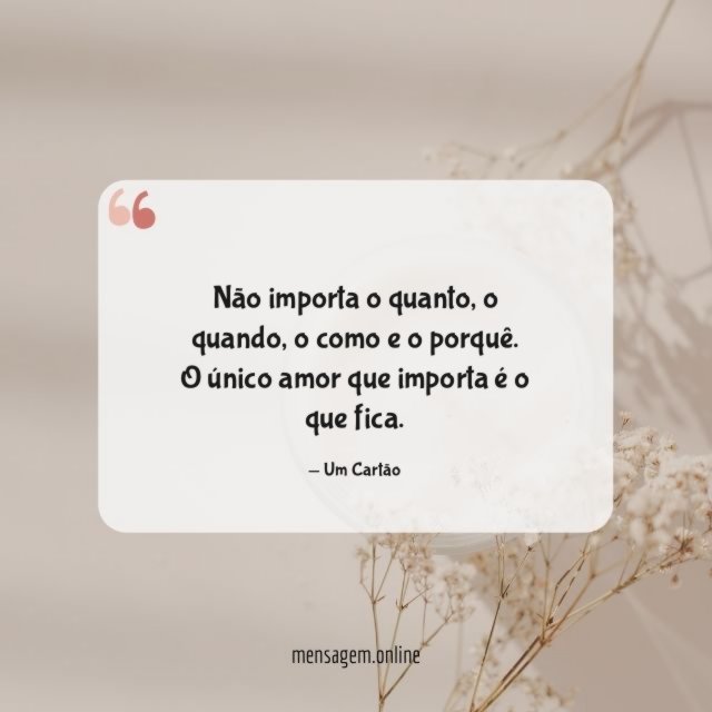 O único amor que importa