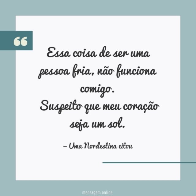 Essa coisa de ser uma pessoa fria