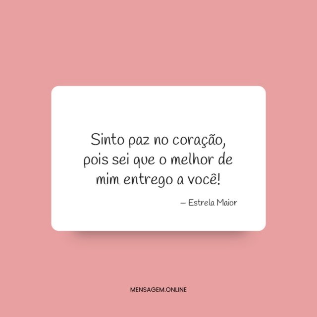Sinto paz no coração