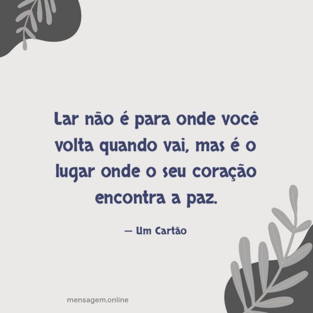 Lar não é para onde você volta