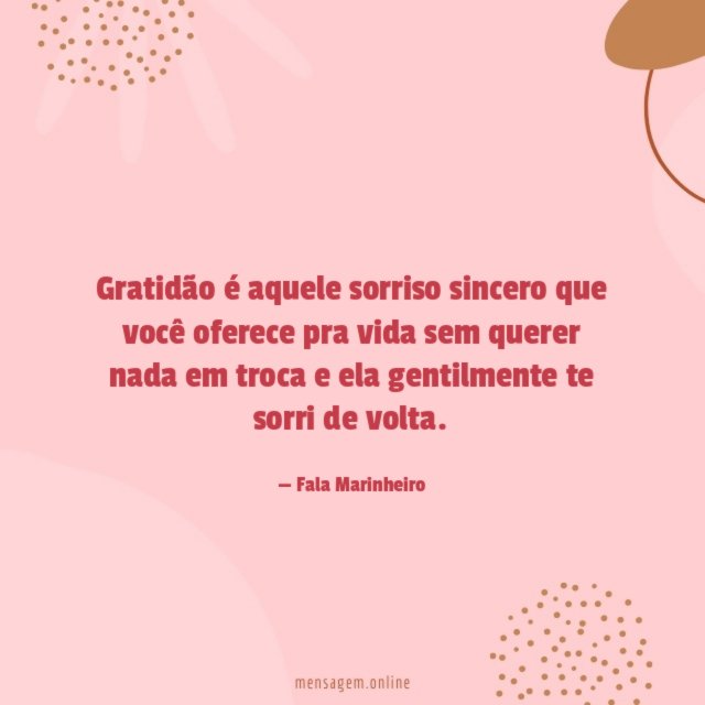 Gratidão é aquele sorriso sincero