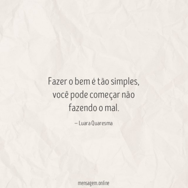 Fazer o bem é tão simples