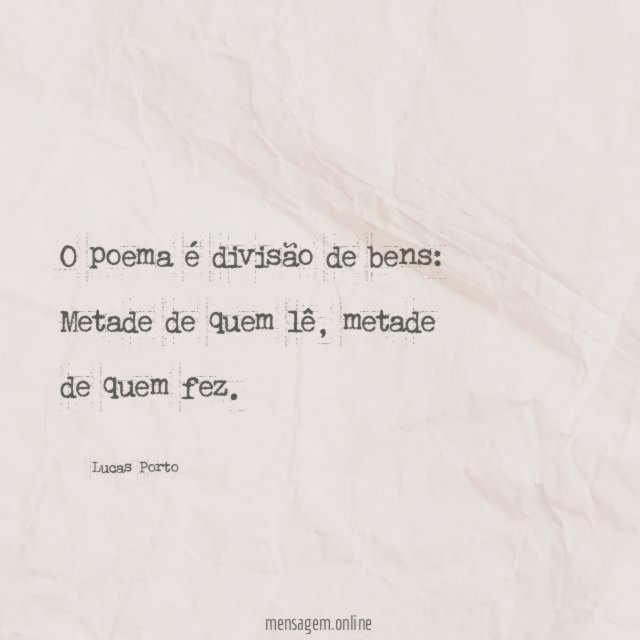 O poema é divisão de bens
