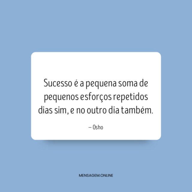 Sucesso é a pequena soma