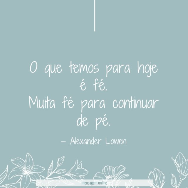 Muita fé para continuar