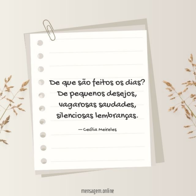 De que são feitos os dias