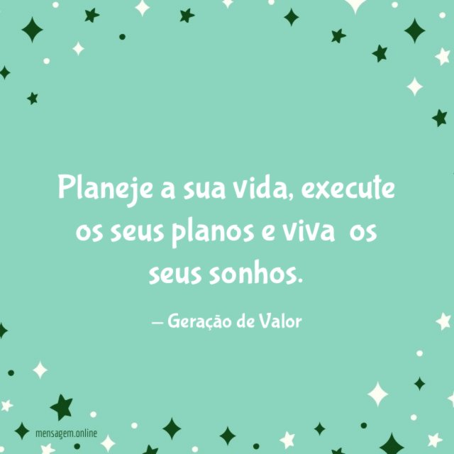 Planeje a sua vida