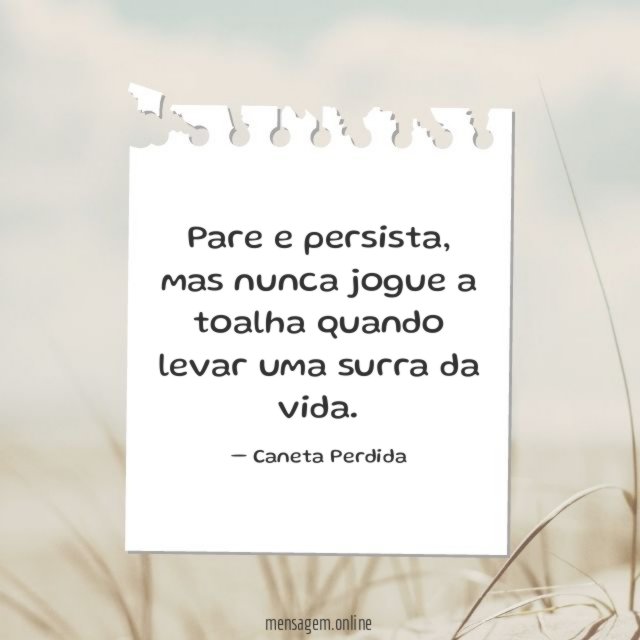 Nunca jogue a toalha