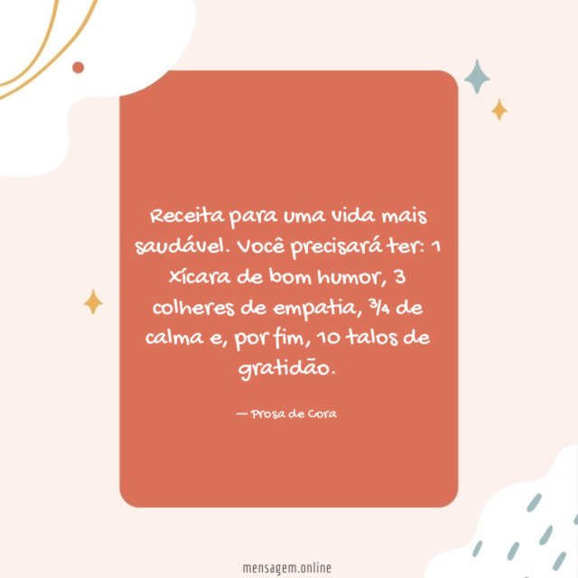 Receita para uma vida mais saudável