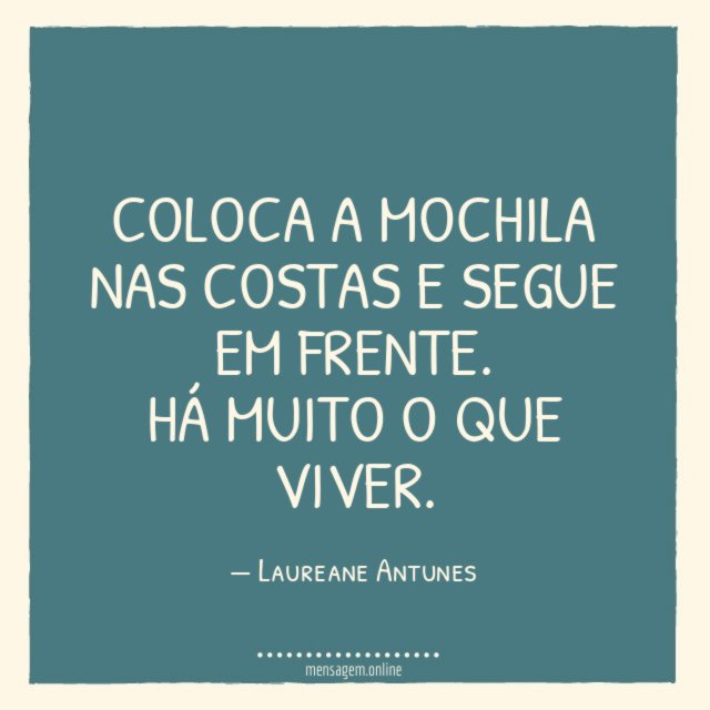 Coloca a mochila nas costas