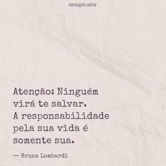 Ninguém virá te salvar