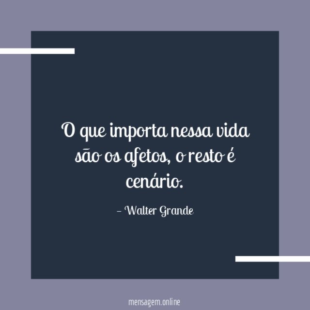 O que importa nessa vida