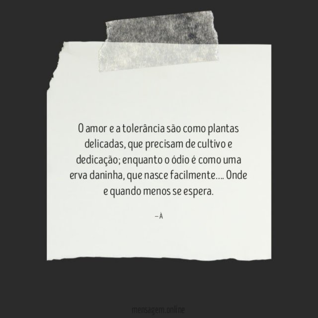 O amor e a tolerância