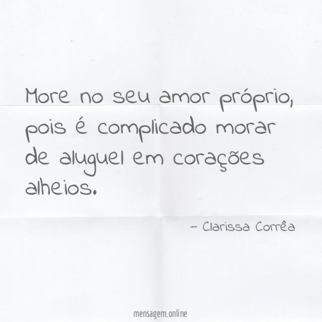More no seu amor próprio