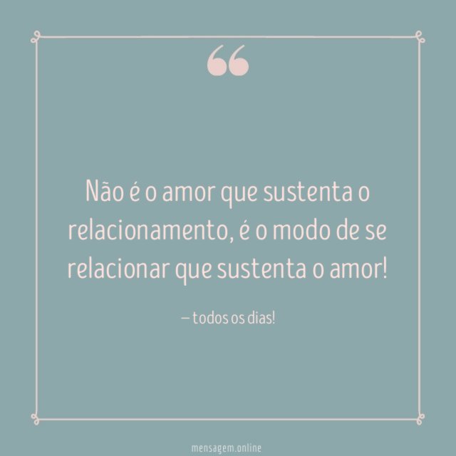 Não é o amor que sustenta