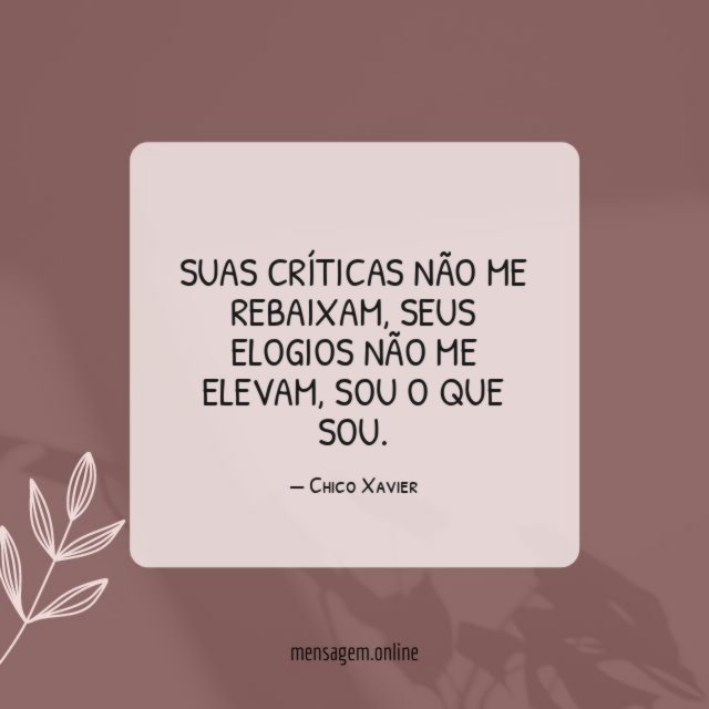 Suas críticas não