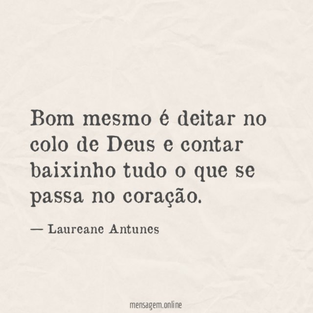 Bom mesmo é deitar no colo de Deus