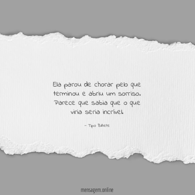 Ela parou de chorar