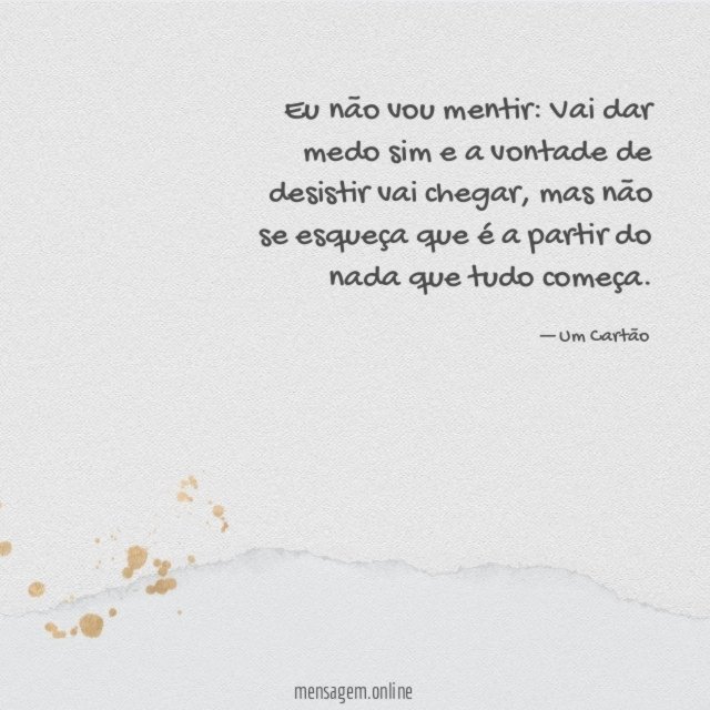 Eu não vou mentir