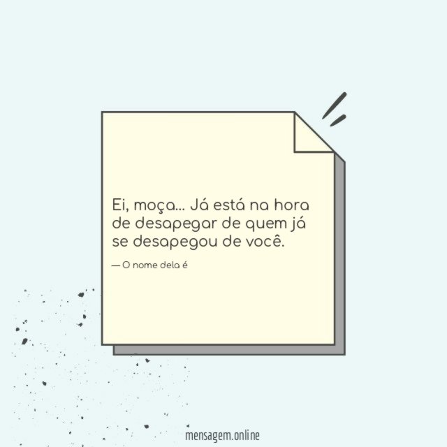 Já está na hora de desapegar