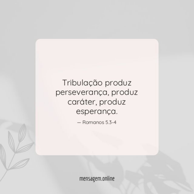 Tribulação produz perseverança