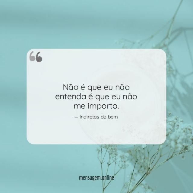 Não é que eu não entenda