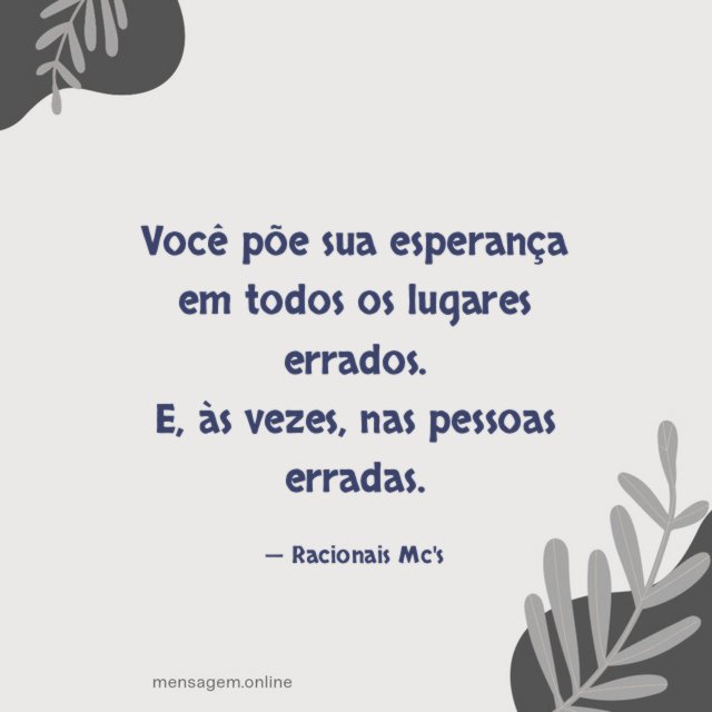 Você põe sua esperança