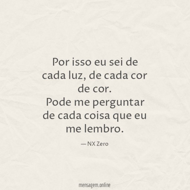 Por isso eu sei