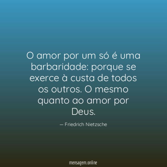 O amor por um só é uma barbaridade